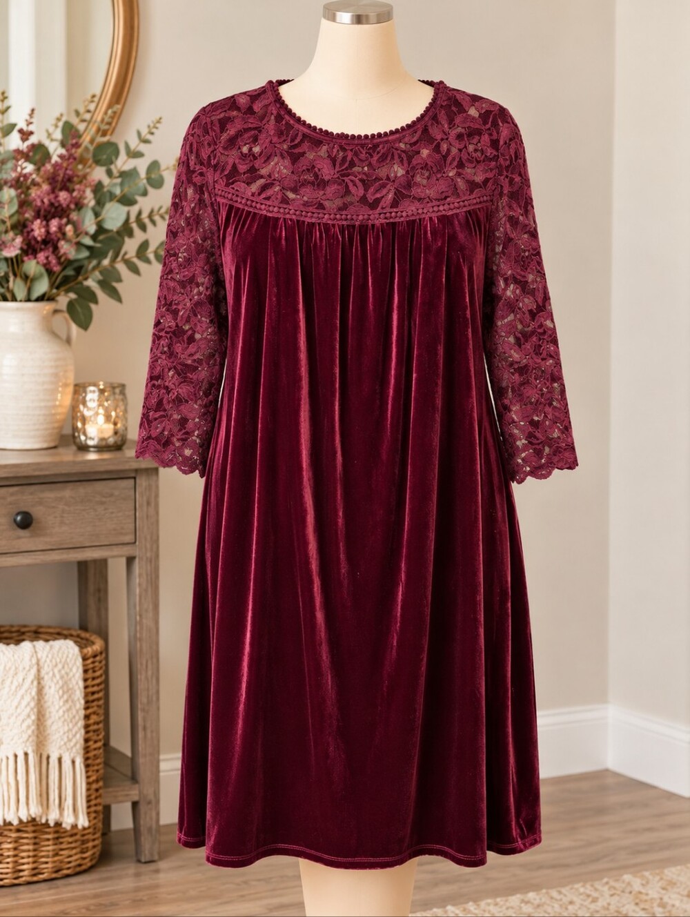 Luxology Burgundy Velvet Dress XL